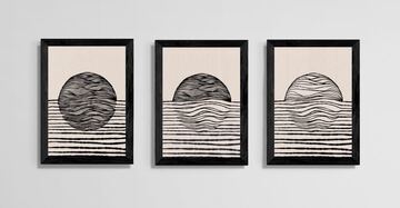 صورة مجموعة الكرة المحبوكة من ثلاث لوحات بفن الخطوط