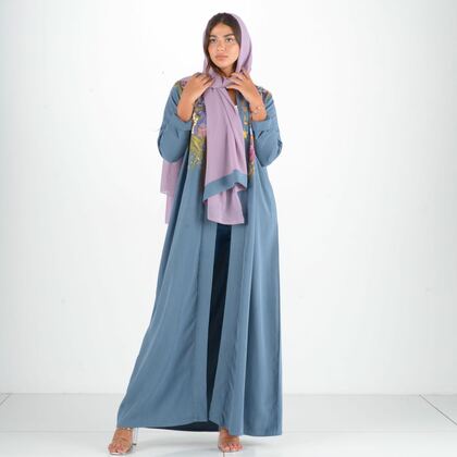 Hand painted abaya in washed crep