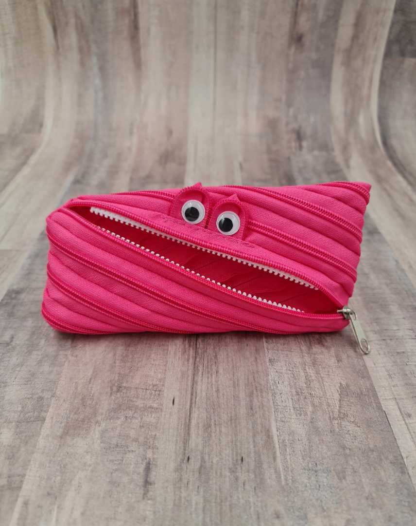 مقلمية بلون وردي وتصميم بسحاب Pink Pencil case with zipper